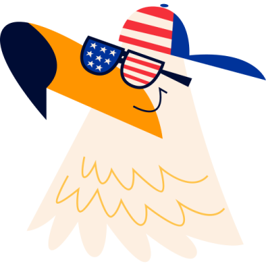 a dog wearing sunglasses and an american flag hat