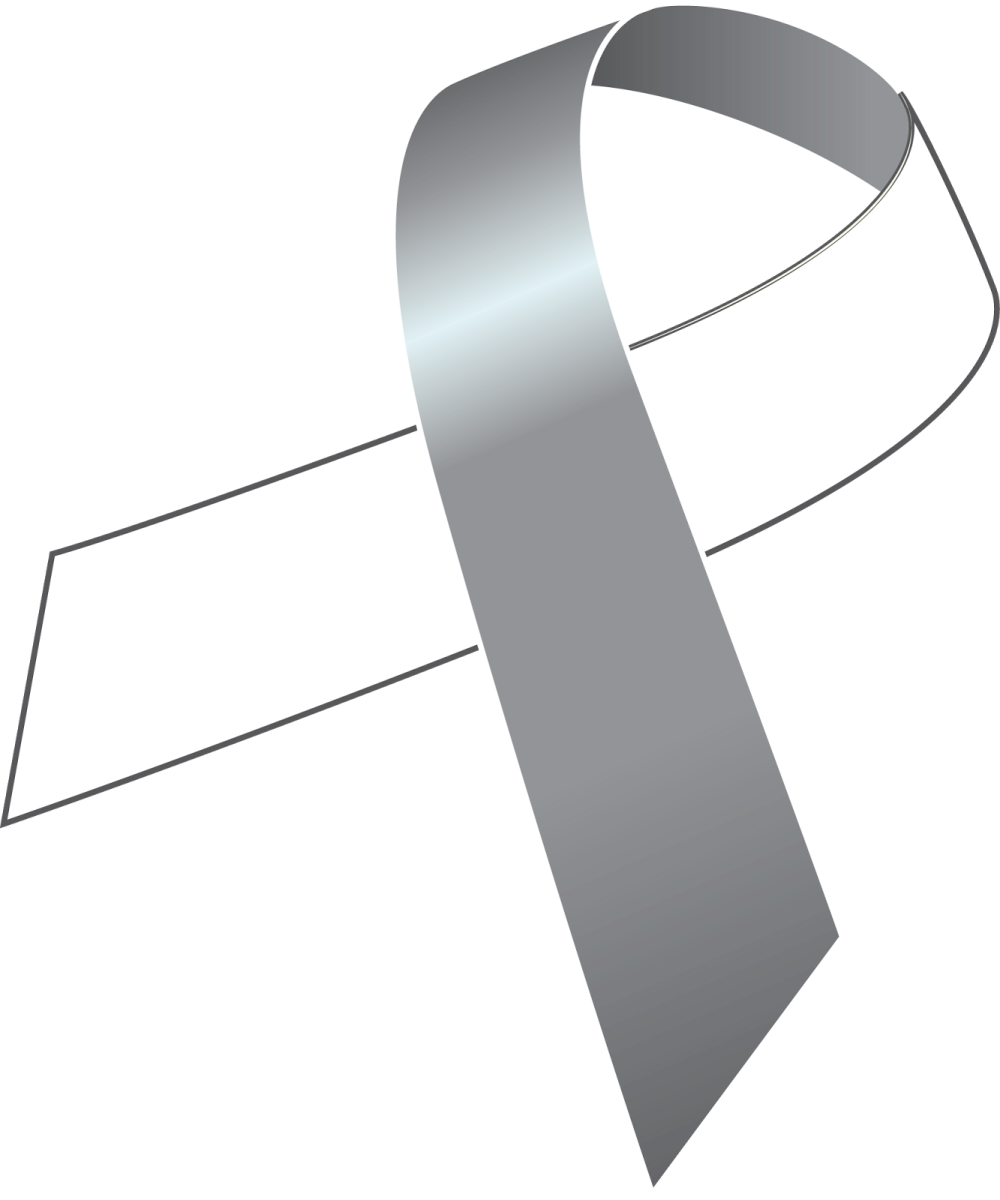 a gray ribbon on a white background