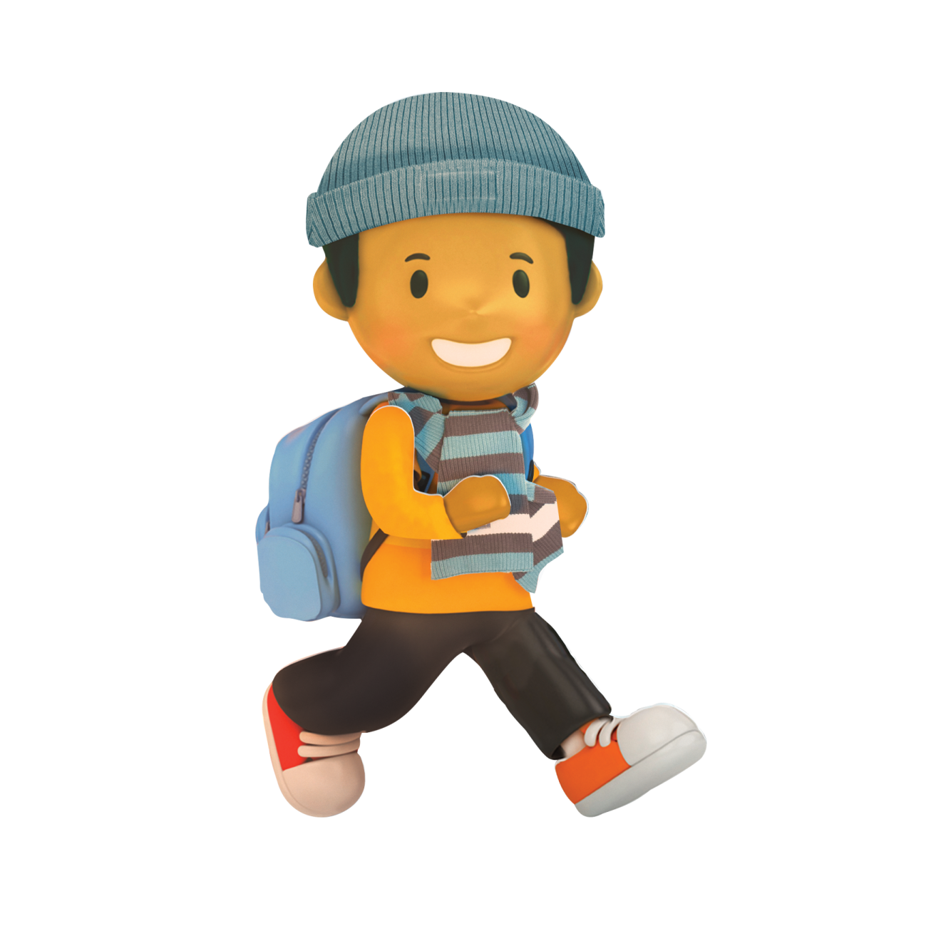 a little boy with a backpack is walking