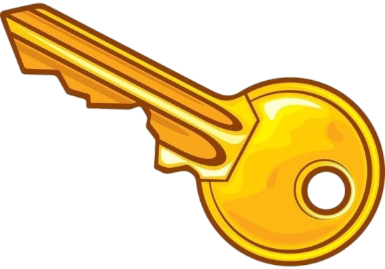 a golden key on a white background