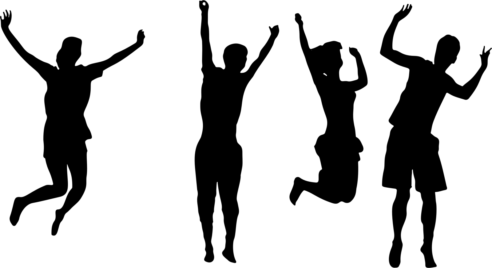 silhouettes of people jumping in the air