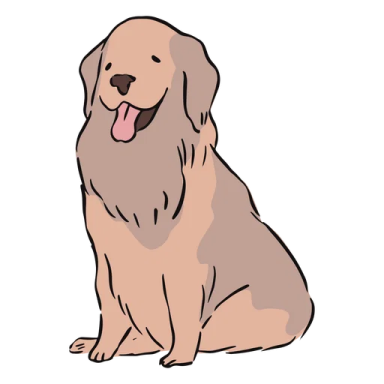 a dog sitting down with its tongue out