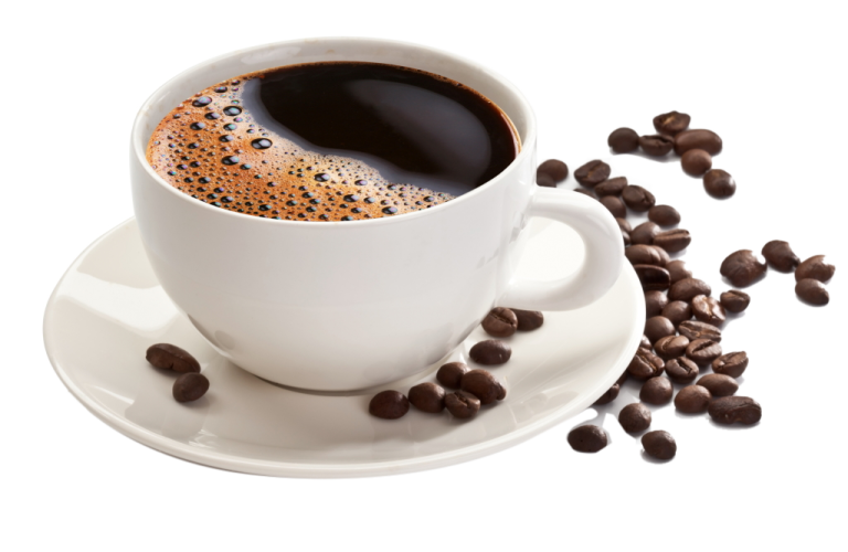 a cup of coffee and beans