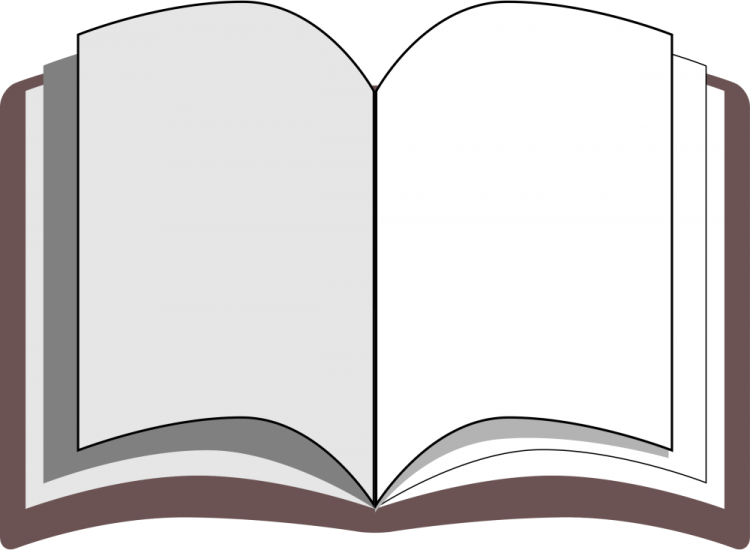 an open book on a white background