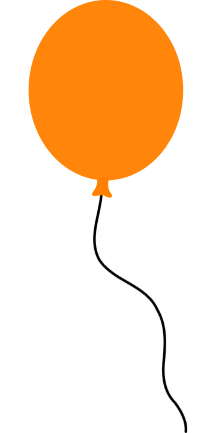 an orange balloon with a string attached to it