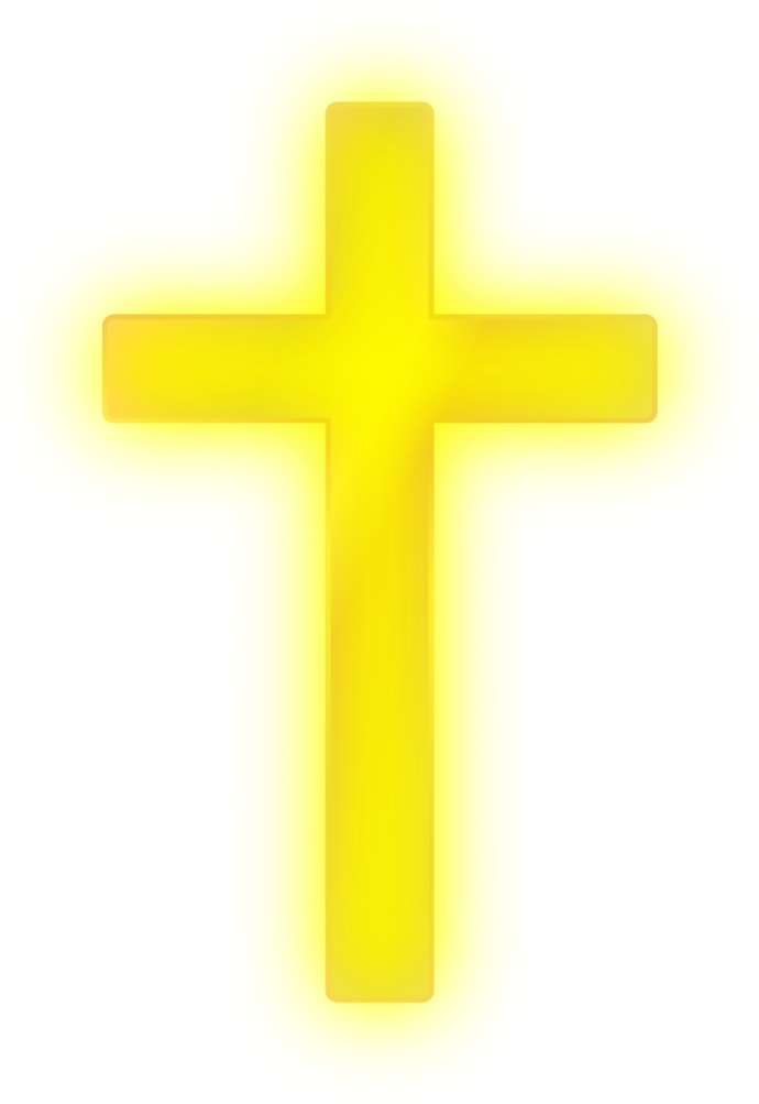 a yellow cross on a white background