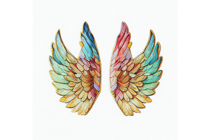 a pair of colorful wings