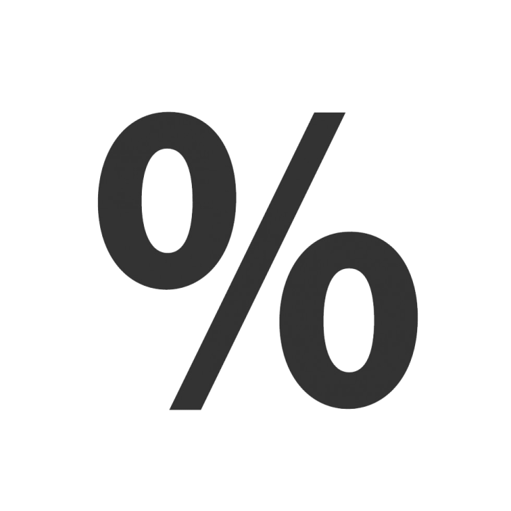 a black and white image of a percentage sign