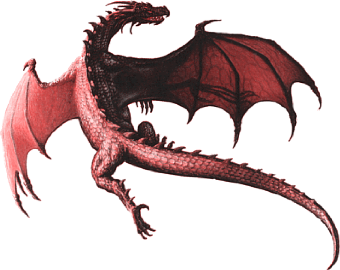 a drawing of a red dragon