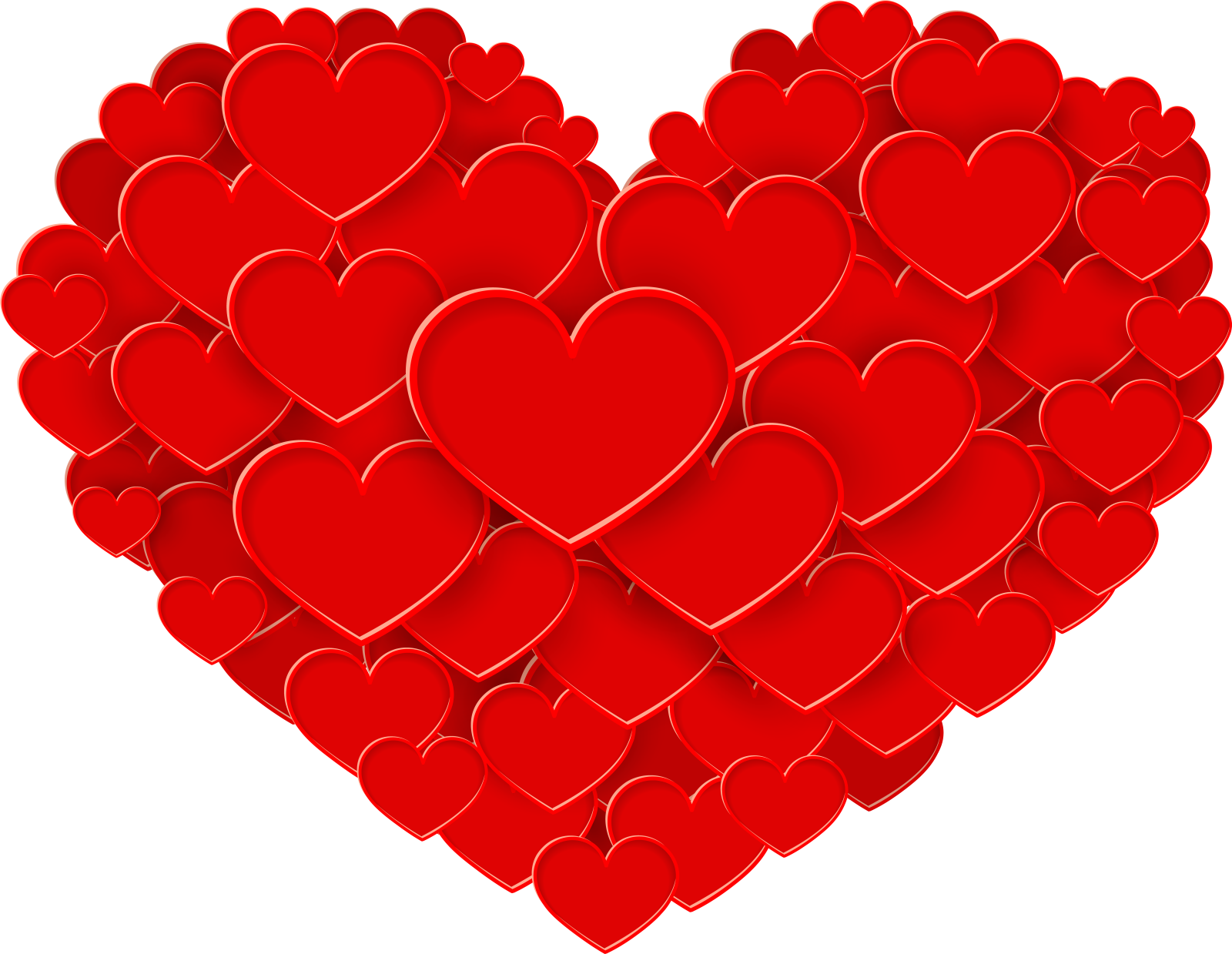 a heart made out of red hearts