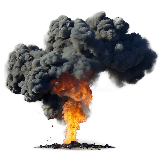 a large black cloud of smoke rising from the ground