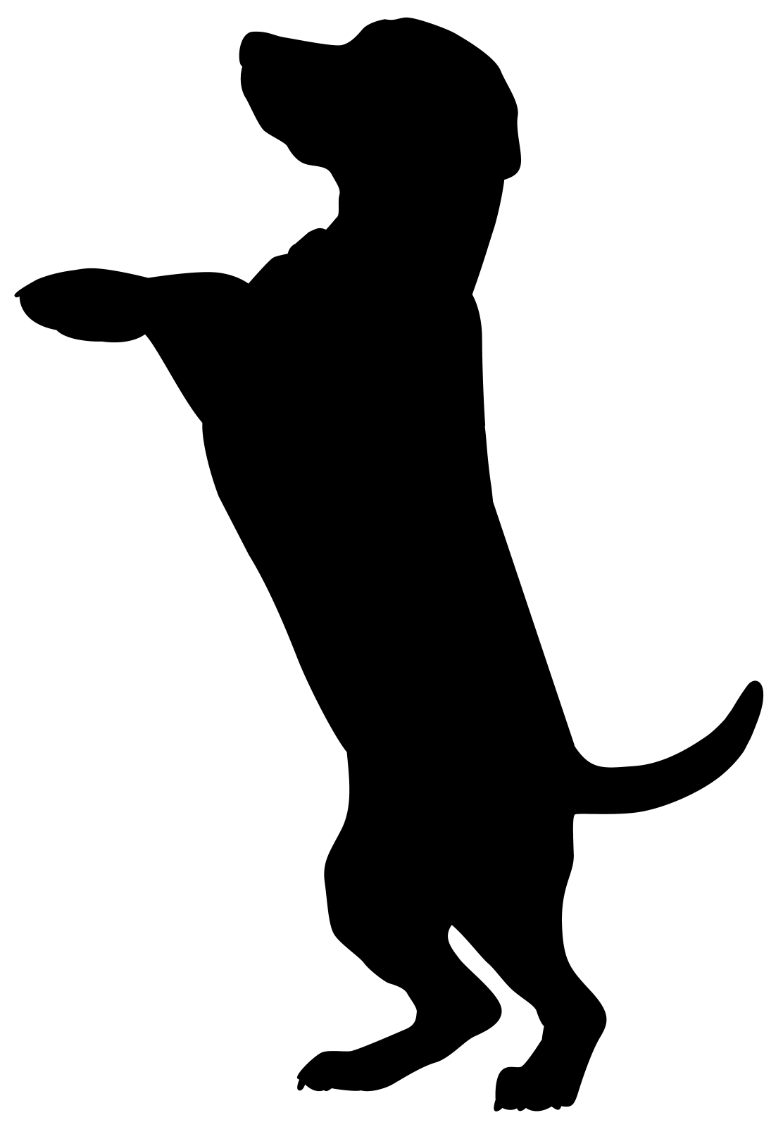 a black and white silhouette of a dog