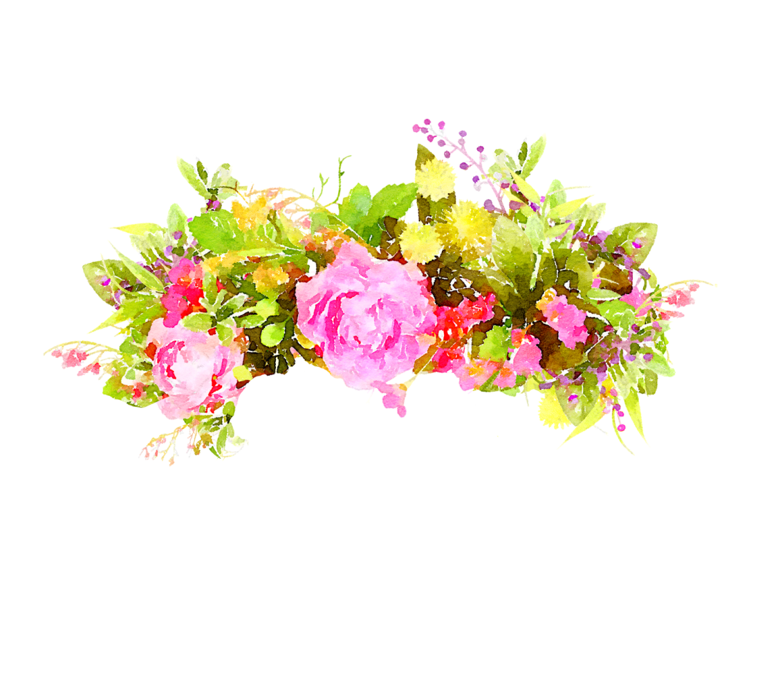a watercolor painting of flowers and leaves