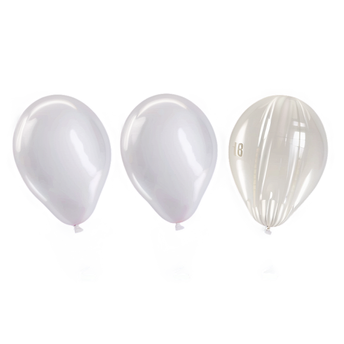 three white and pink balloons on a white background
