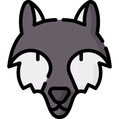 a black and white wolf's face