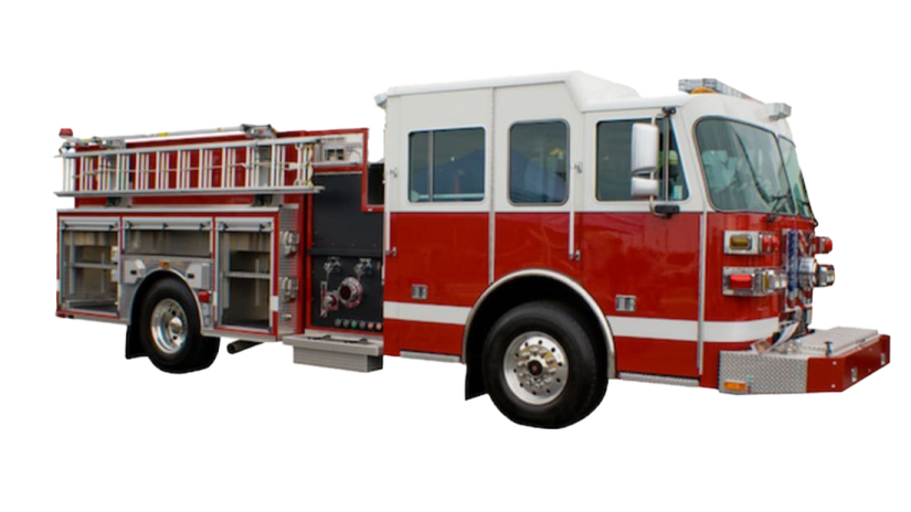 a red fire truck on a white background