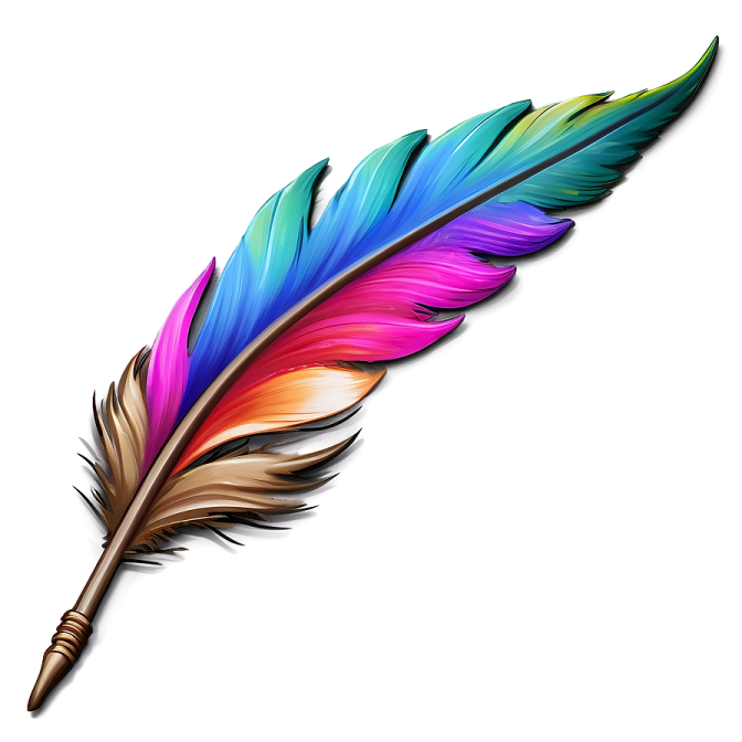 a colorful feather on a white background