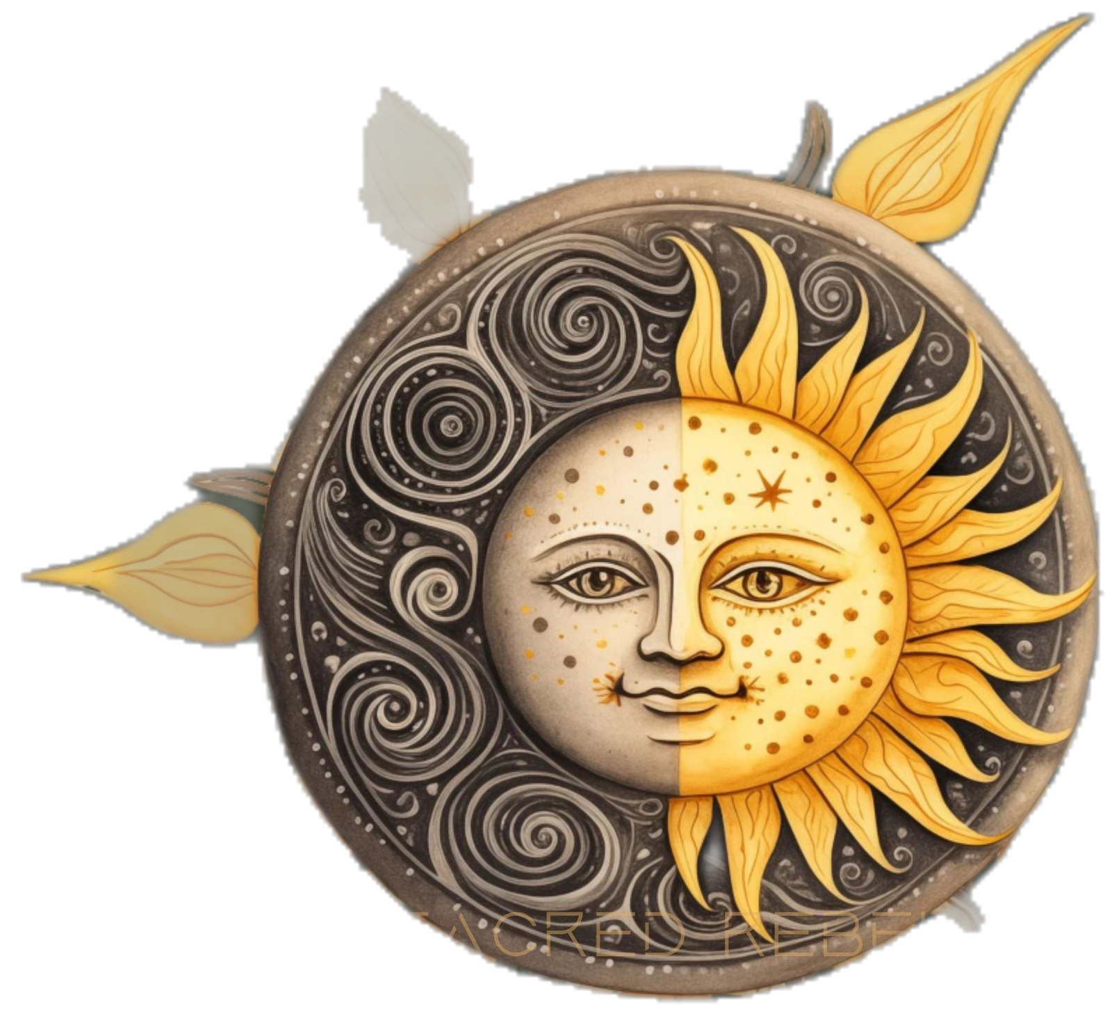 a drawing of a sun with a face on it