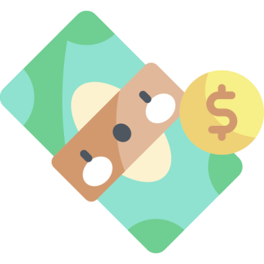 a green and yellow icon with two coins