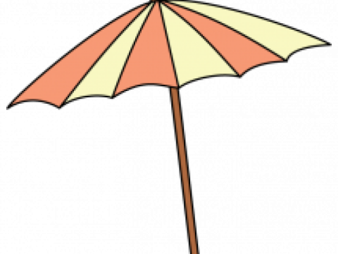 an orange and yellow umbrella on a white background