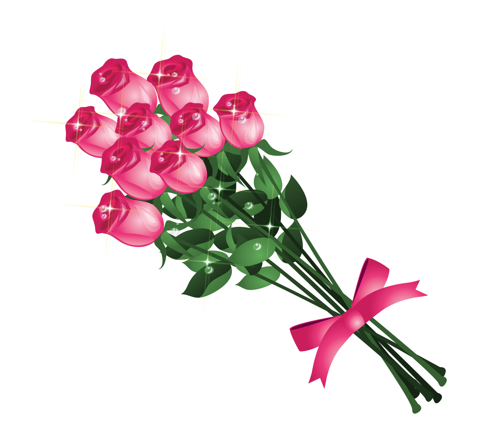 a bunch of pink roses with a bow