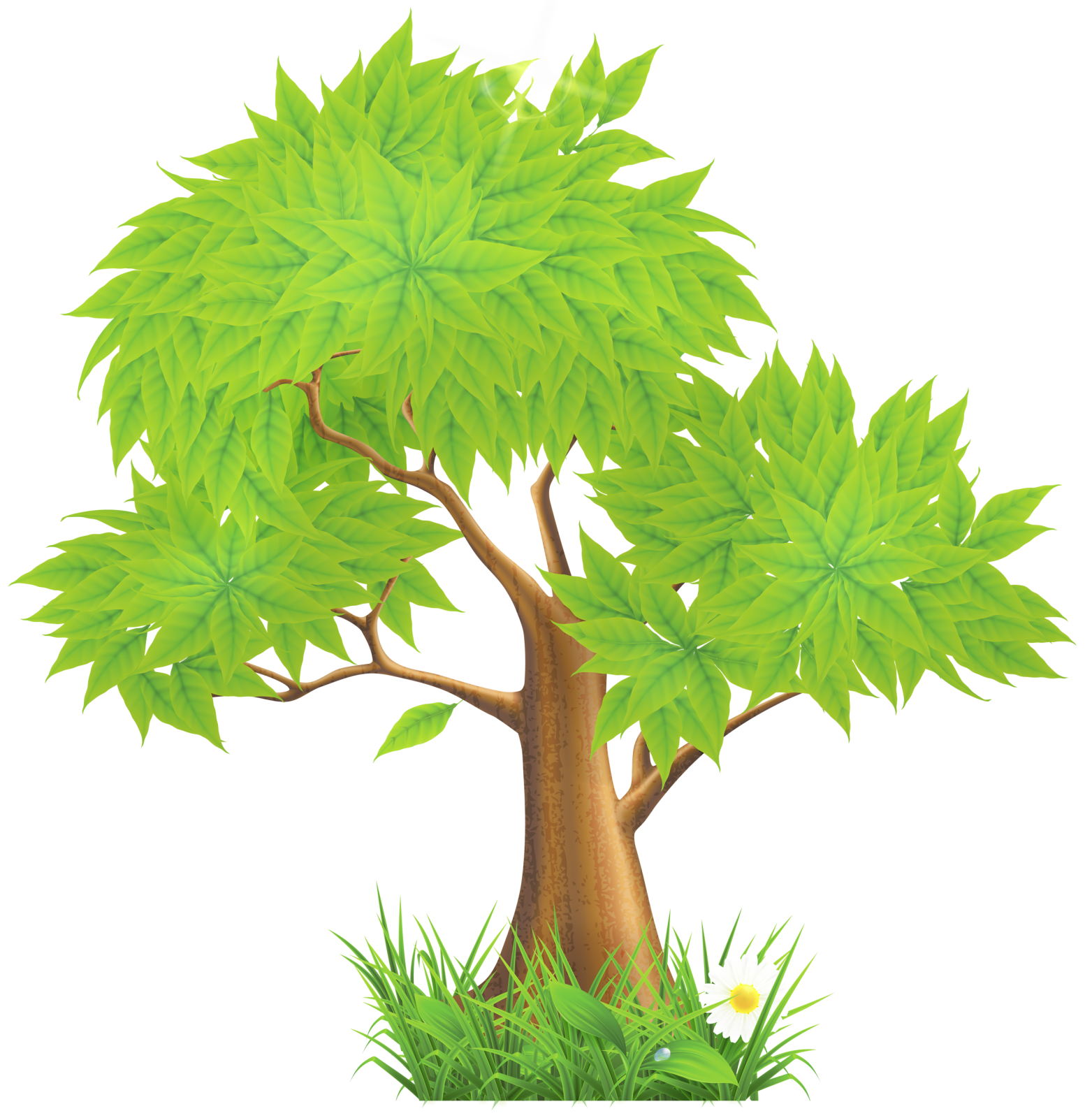 a cartoon tree with green leaves