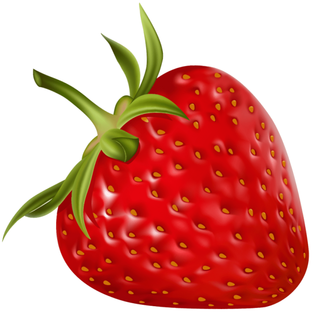a red strawberry with green leaves on it