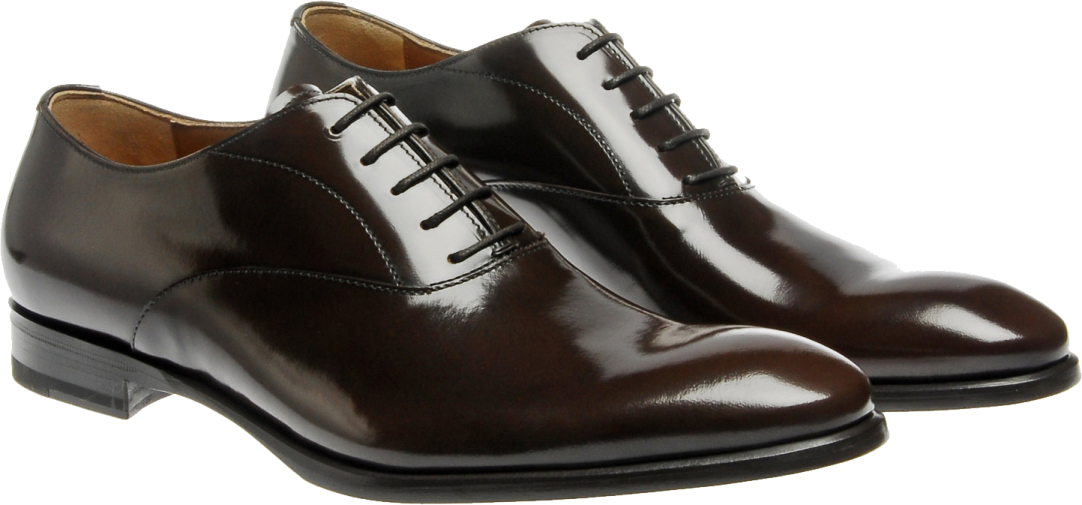 a pair of brown shoes on a white background