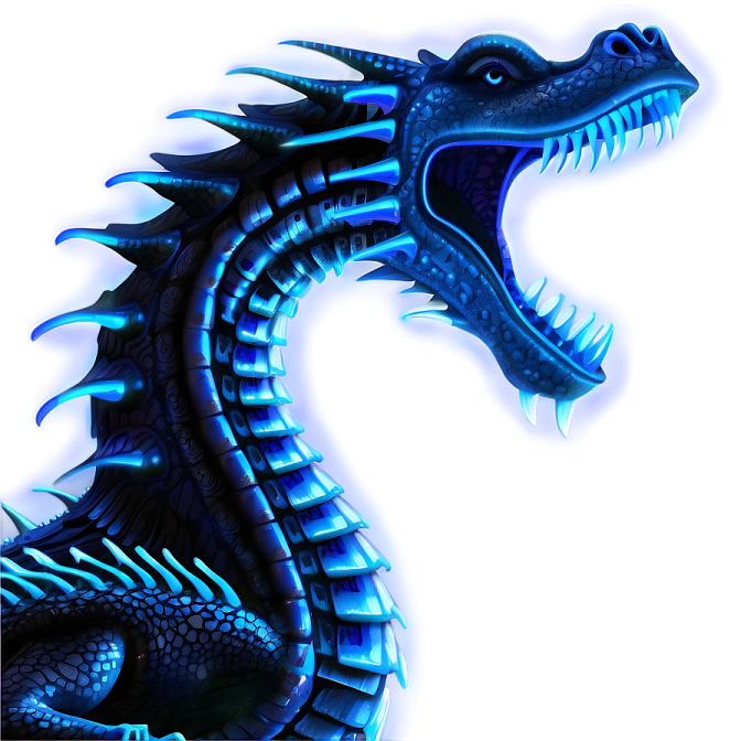 a blue dragon with its mouth open