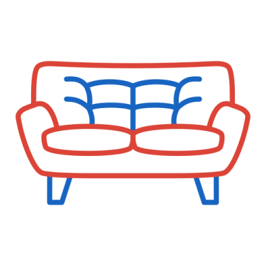 a couch with two pillows on it