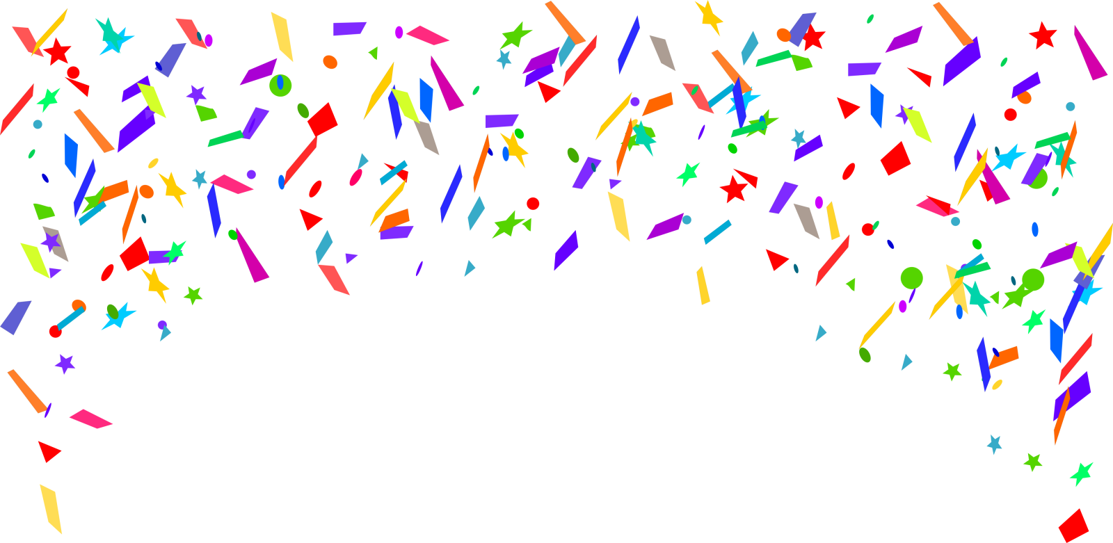 a white background with lots of colorful confe