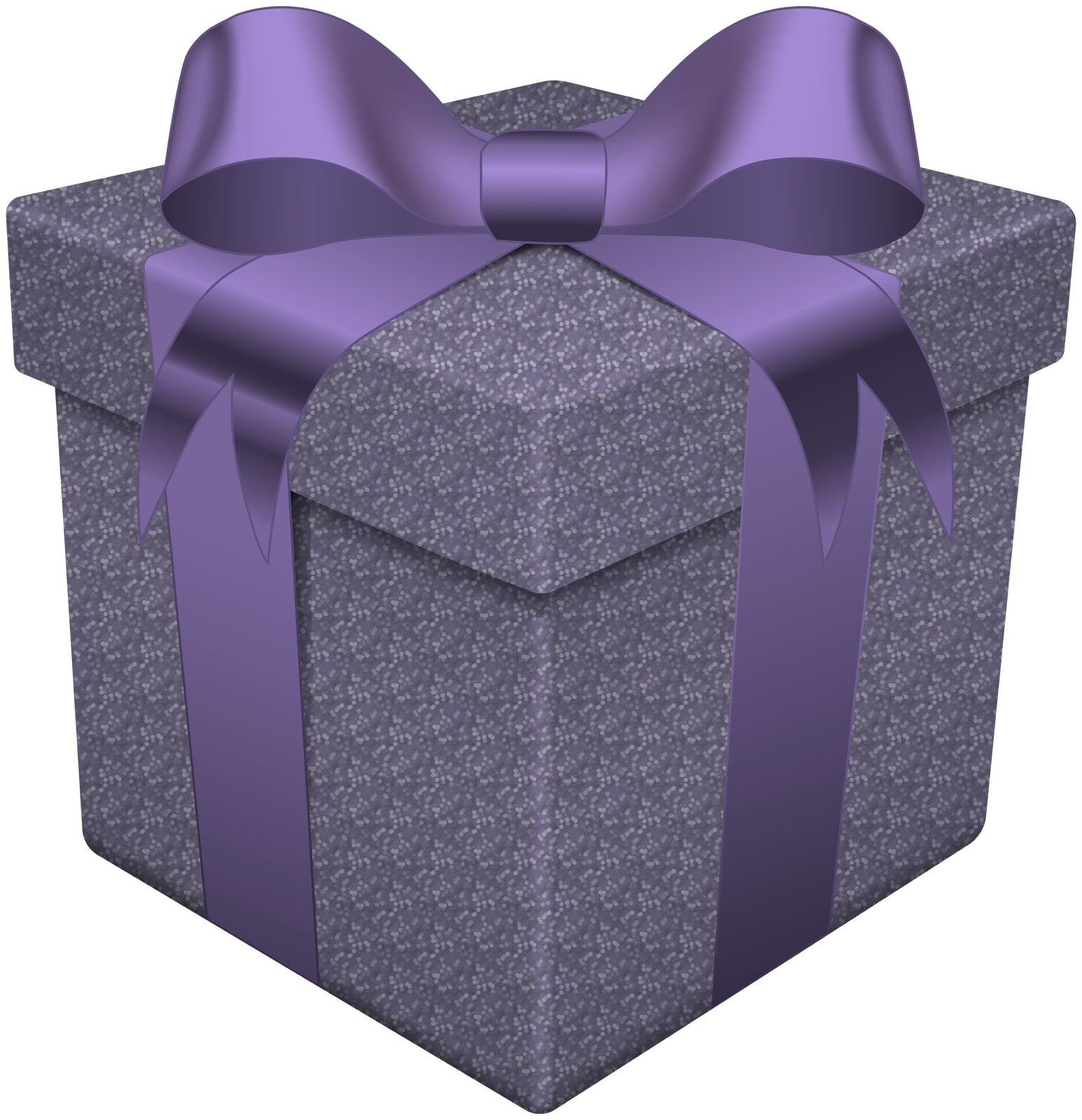 a purple gift box with a bow