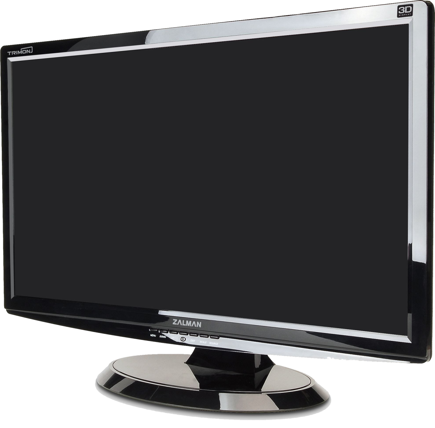 a black computer monitor on a white background