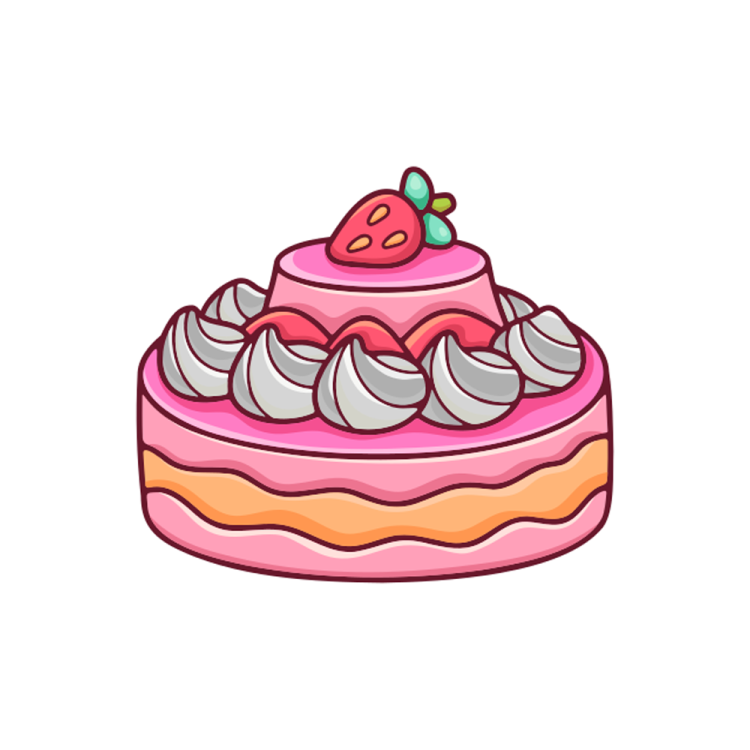 a piece of cake with whipped cream and strawberry on top