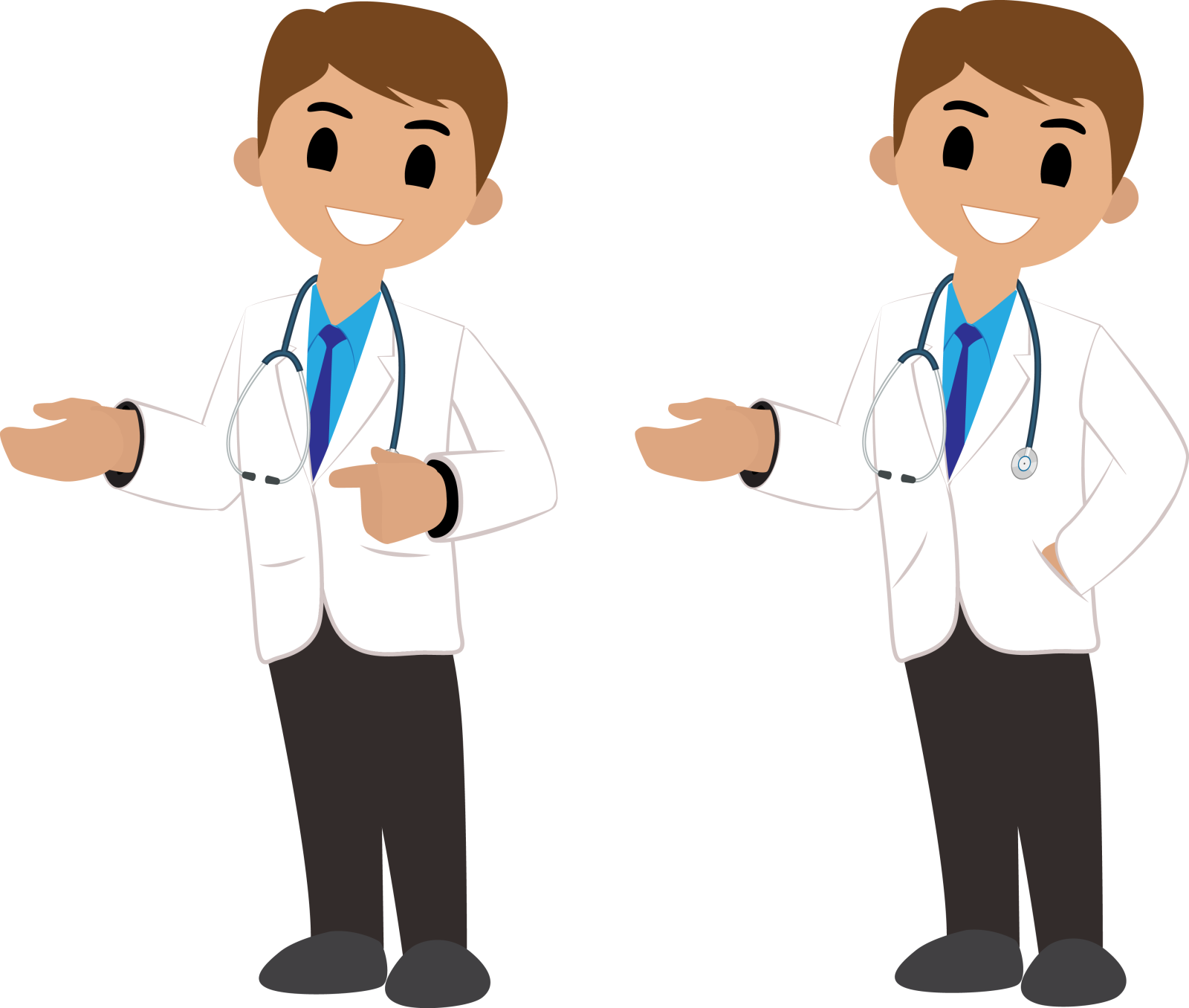 a male doctor in a white coat with a stel
