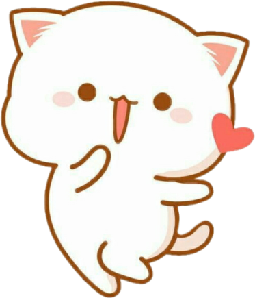 a white cat with a heart in its mouth