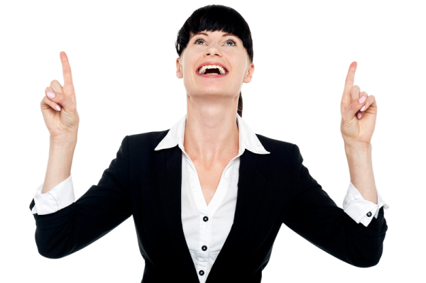 a woman with her hands up in the air