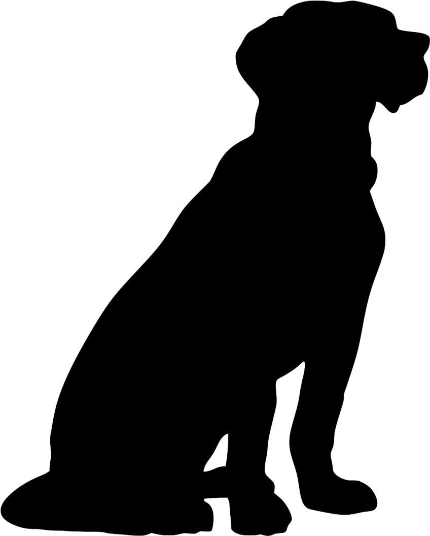 a black and white silhouette of a dog