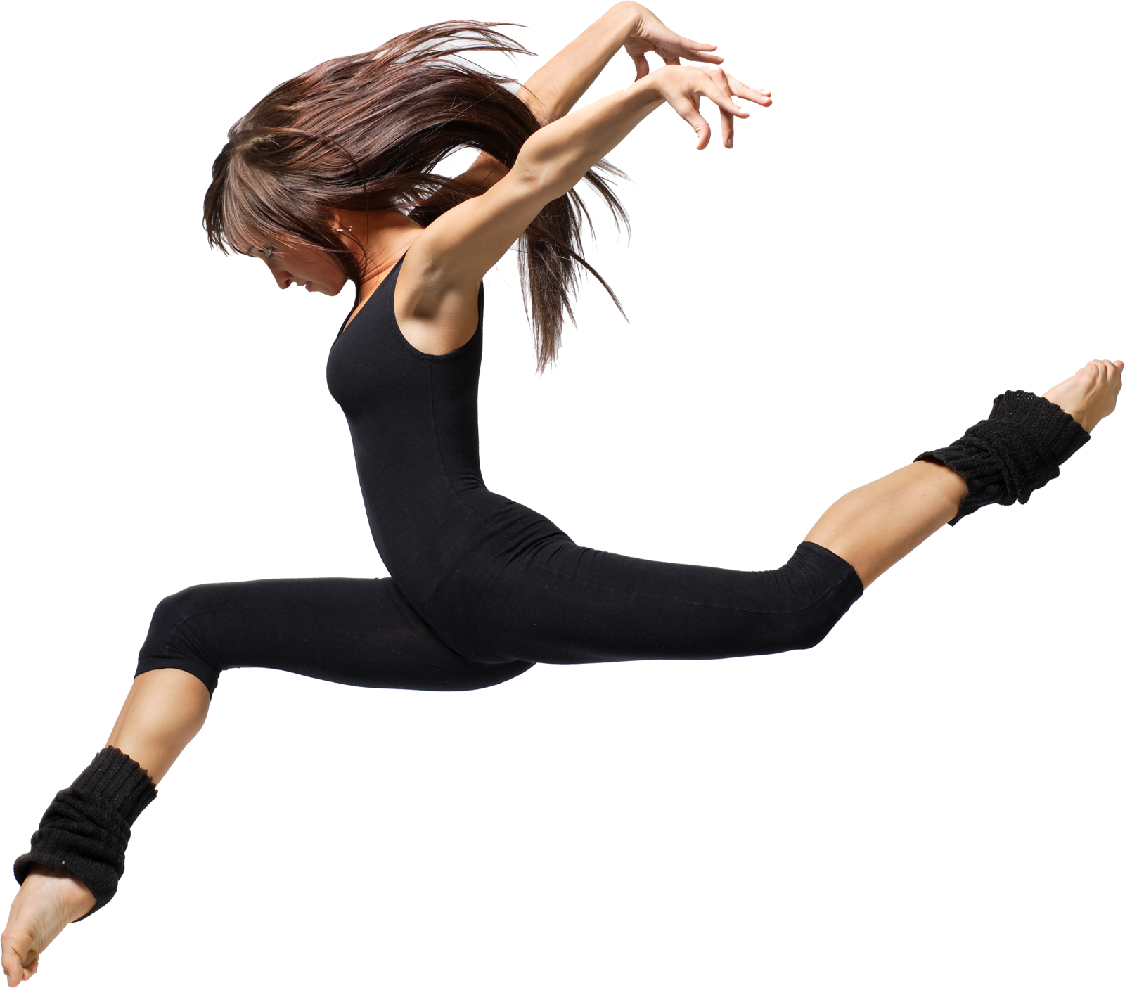 a woman is jumping in the air
