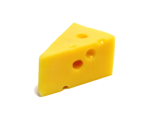 a piece of cheese on a white background