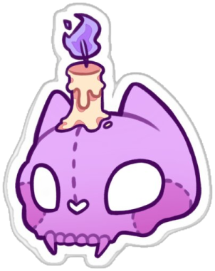 a purple skull sticker on a white background