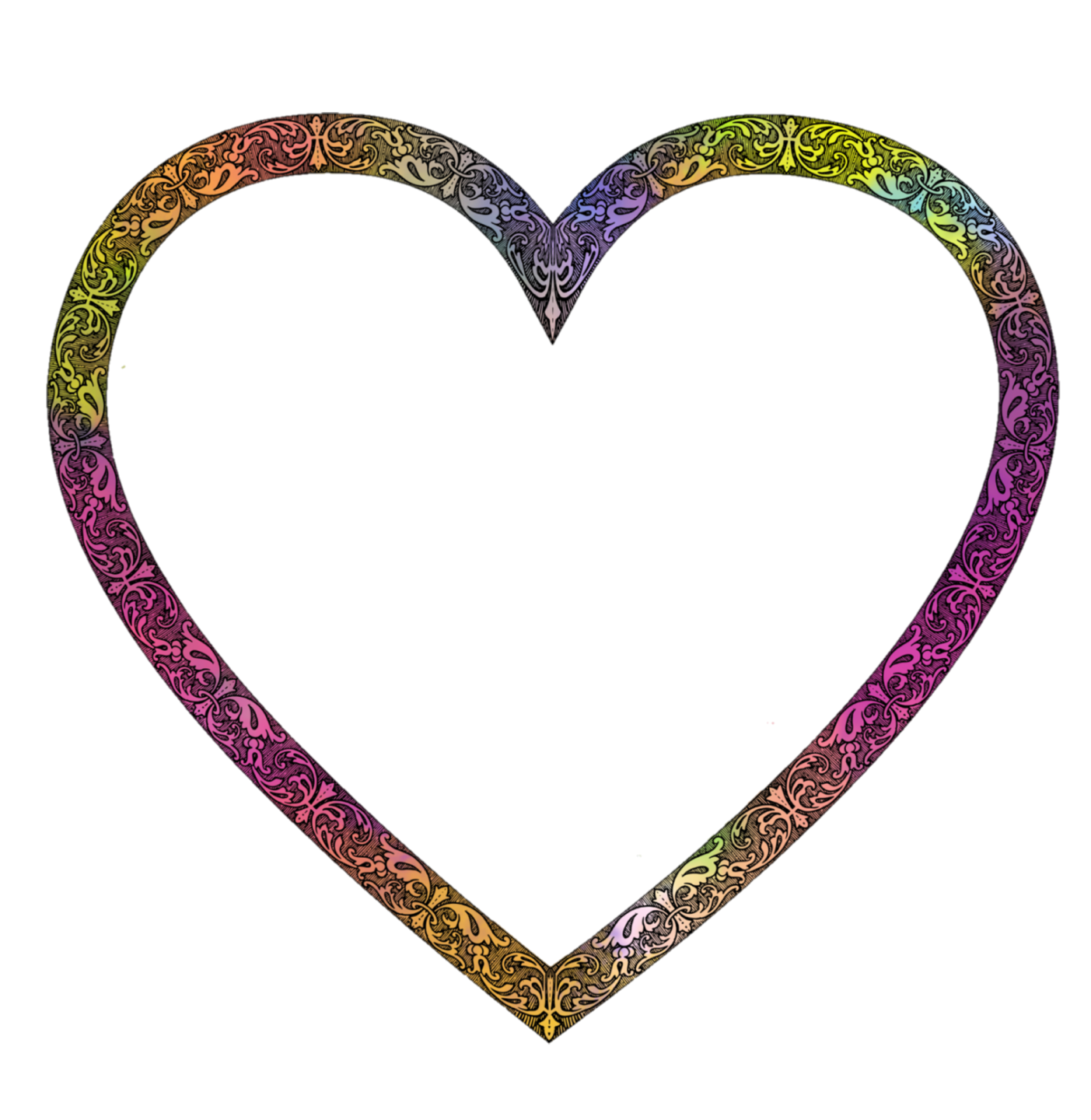 a rainbow colored heart shaped frame