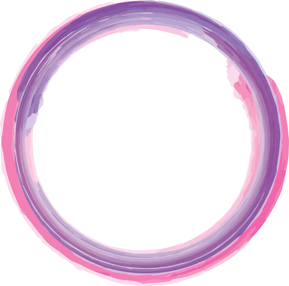 a pink and purple circle with a white background