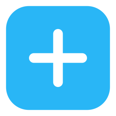 a blue square icon with a plus sign