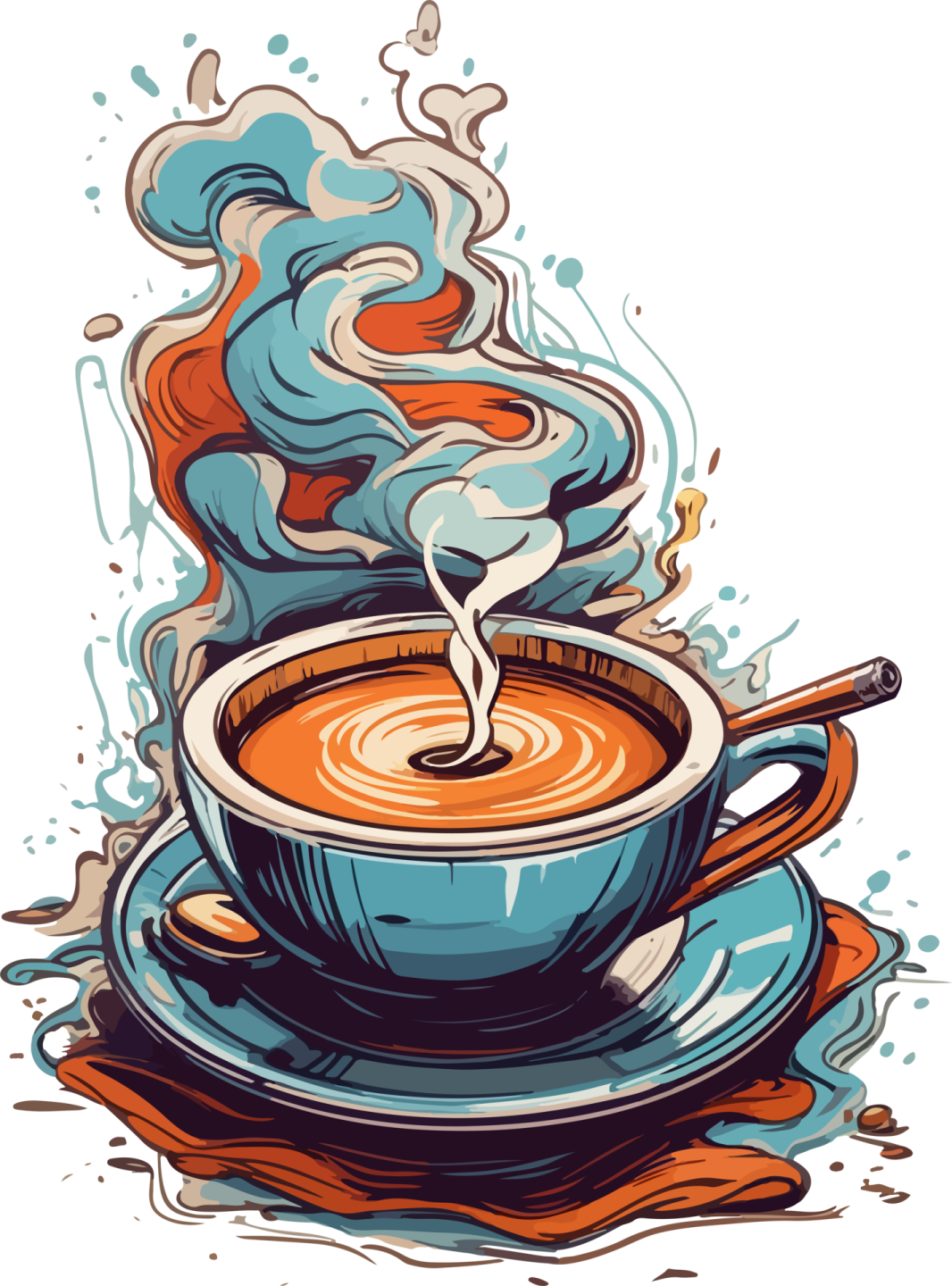 a cup of coffee with smoke coming out of it