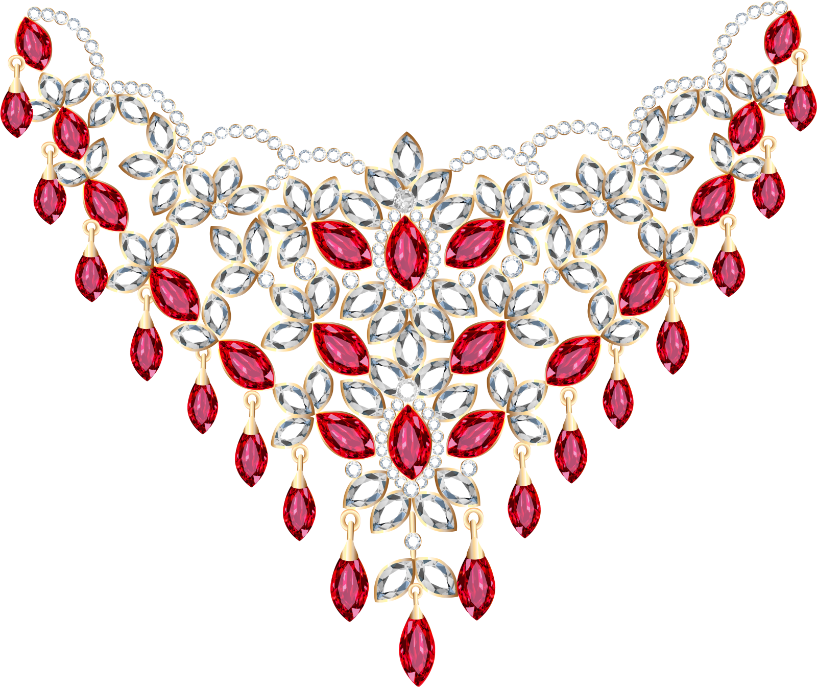 a necklace with red and white stones
