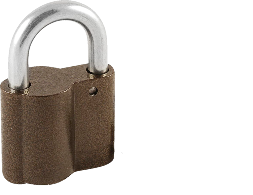 a brown pad lock on a white background