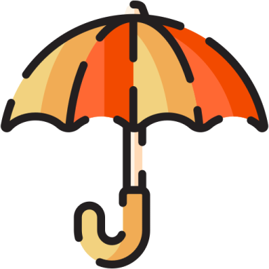 an orange and yellow umbrella on a white background