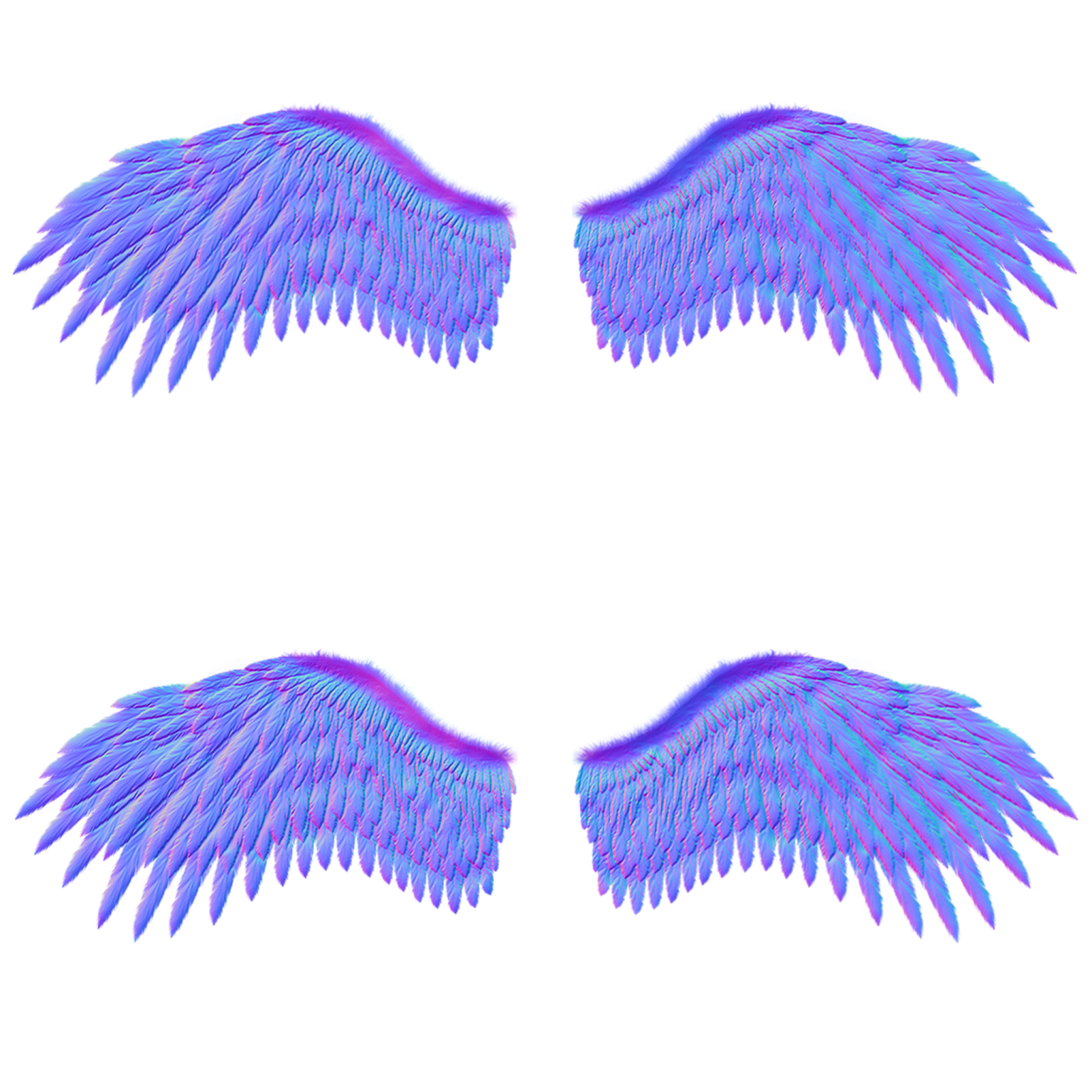a pair of blue wings on a white background