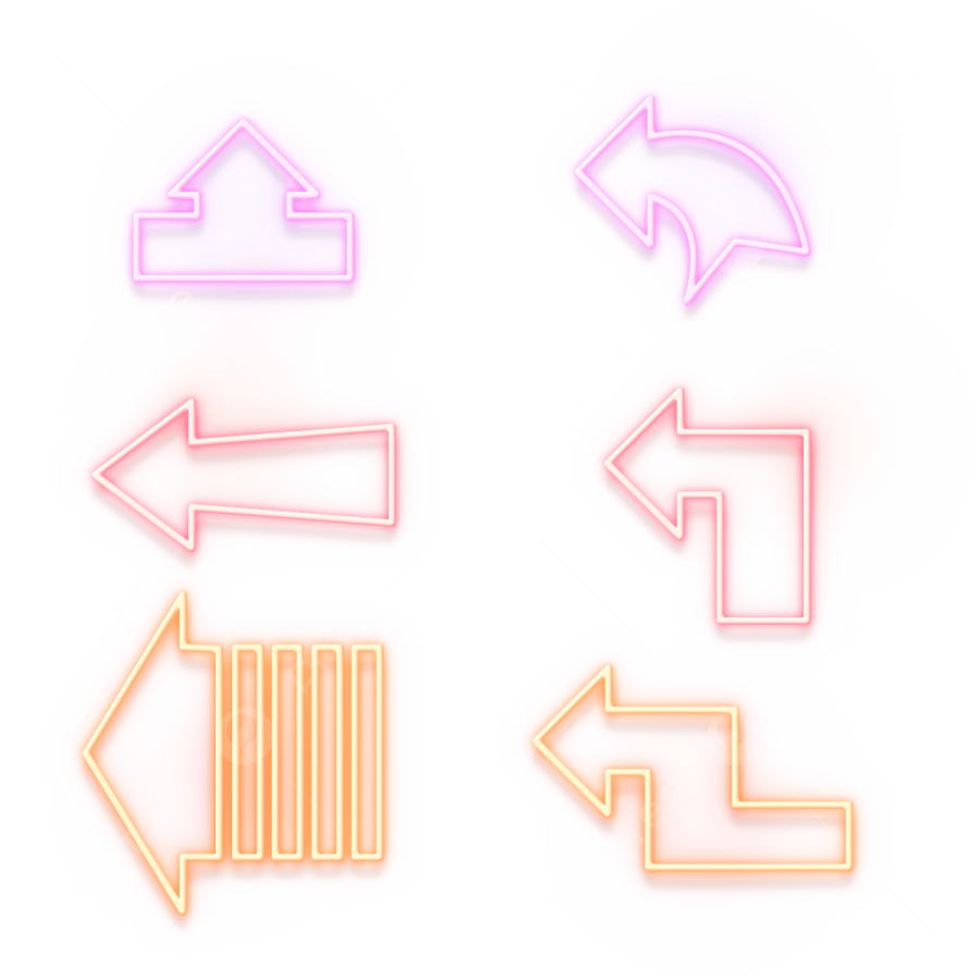 a set of neon arrows on a white background